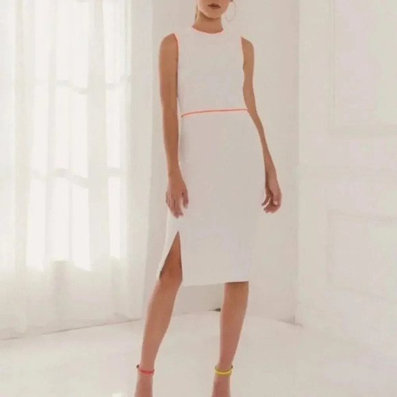 NWT BLACK HALO Puma Sheath Dress Orange Tang Size 2 Pebble Crepe - Picture 8 of 8